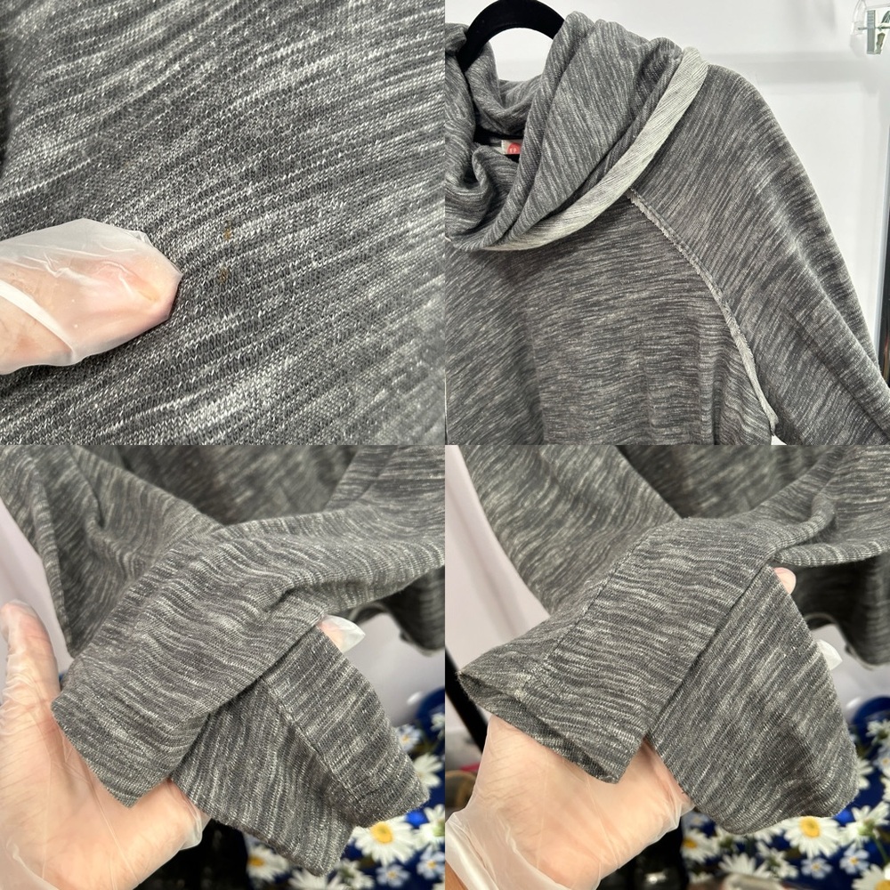 Free People Beach Heather Gray Cowl Neck Lagenlook Sweater Size Large - “Titus” - Picture 9 of 14